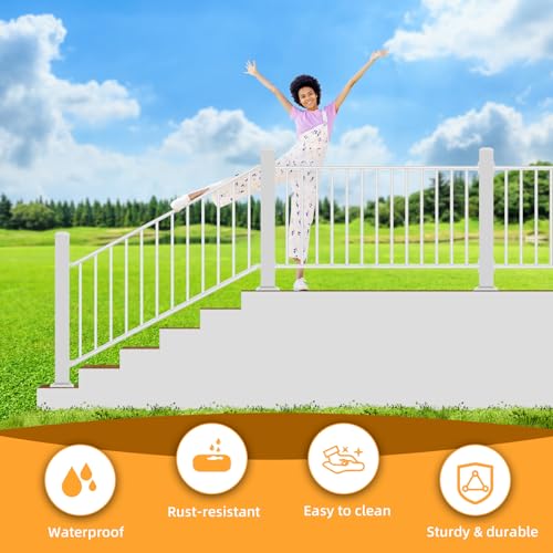 47in Deck Railing Post with Screws - color: White-1, size: 47in Post for Stair Railing