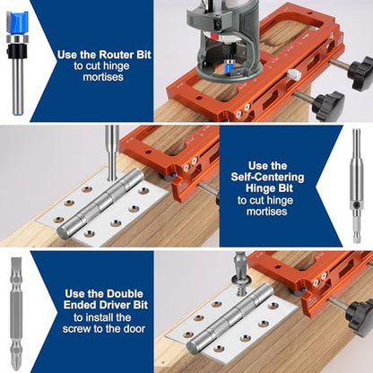 Adjustable Aluminum Alloy Door Hinge Positioning Jig, Door Hinge Template - color: Orange