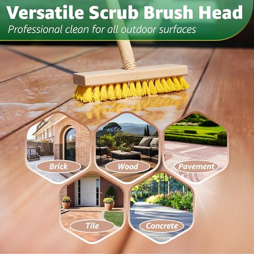 Deck Scrub Brush Head 7.87" - Heavy Duty Concrete & Wooden Deck Scrub Brush with Hard Nylon Bristles (Pack of 2) - size: 7.87" (Pack of 2)
