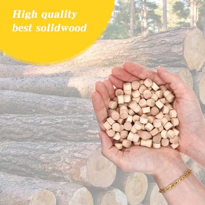 200 Pcs 3/8 Wood Plugs for Screw Holes, Flat Head Wooden Plugs for Holes in Locking Hole Tube Furniture, Wooden Screw Covers