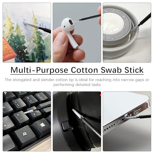 200PCS Disposable Micro Applicator Brushes – Mini Precision Swabs for Eyelash Extensions, Glue Removal, Makeup, Nail Art & Cleaning (Black)
