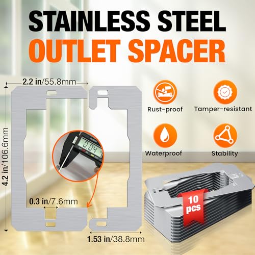 Dual-Plate Wall Plate Outlet Spacer SUS 304 Flush Fit Leveling Plates-10Pcs
