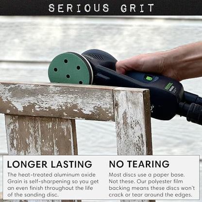 Serious Grit - 3.5" (90mm) 7-Hole P40 Grit Sanding Discs - 25 Pack Box - size: 40 Grit
