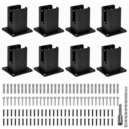 8 Pcs 4"× 4" Post Base (Inner Size 3.5"x3.5") Post Brackets - size: 8P*Post Base