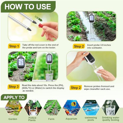 Moisture Meter for Plants,7-in-1 Digital Soil Tester Kit