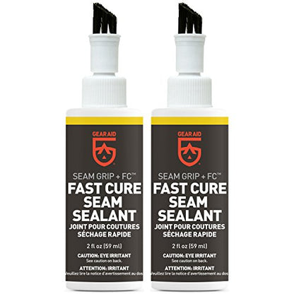 GEAR AID Seam Grip FC Fast Cure Sealant for Sealing Seams on Tents, Rainflies, Shelters, Awnings, Tarps and Pop-ups Made of Nylon, Vinyl, Clear, 2 fl oz, 2 Pack - style: 2 fl oz - 2 Pack