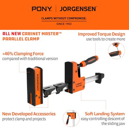 JORGENSEN 12-Inch Parallel Bar Clamps, 2-Pack Cabinet Master Bar Clamps - size: 12 Inch