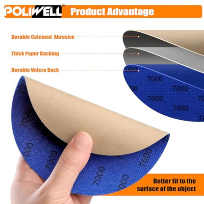 POLIWELL Sanding Discs 6 Inch 7000 Grit 20 Pack Hook & Loop - style: 7000 Grit