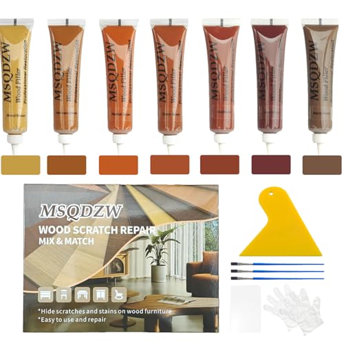 Wood Repair Kit, Wood Scratch Repair, 13Pcs Wood Filler Scratch Repair Kit for Wooden Furniture, Table, Door, Cabinet, Floor Discoloration Stain Paint, Brown - color: Brown