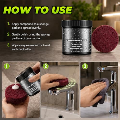 All in One Surface Restoration Polish with Pad, Polishing Compound, Stone & Wood, Restores Shine and Leaves Protective Coating, for Leather Wood Marble Countertop Cookware Ovens Sinks (2Pcs) - color: 2Pcs