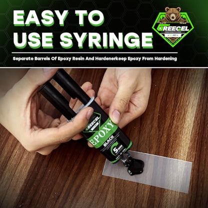 2 Part Black Epoxy Glue 5 Minute Set Adhesive, 0.85 oz Syringe - color: Black, size: 0.85 fl oz (25 ml)