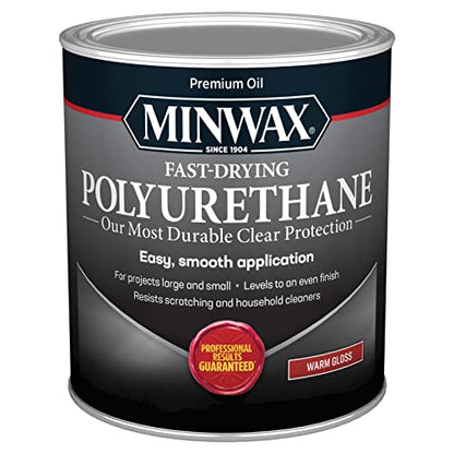 Minwax Fast Drying Polyurethane Protective Wood Finish, Clear Gloss, 1 Quart - size: Quart