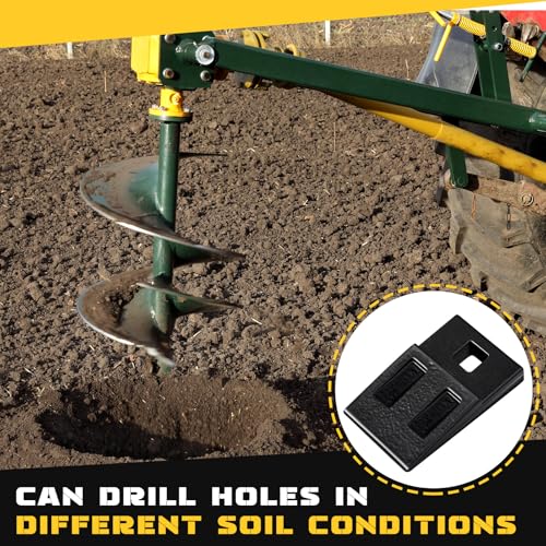 Hicarer 2 Pack 3 Point Auger Cutting Edge with Screw Square Hole Replacement Auger Teeth with Hardware for Most Heavy Duty 3 Point Post Hole Digger
