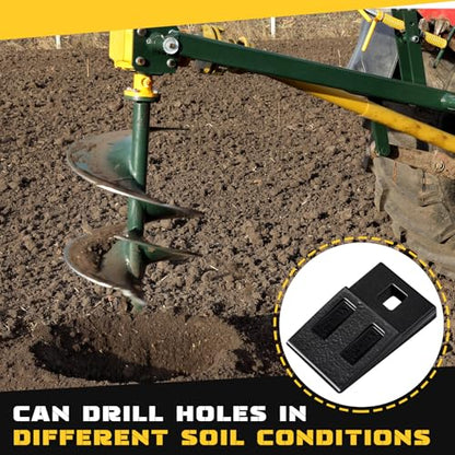 Hicarer 2 Pack 3 Point Auger Cutting Edge with Screw Square Hole Replacement Auger Teeth with Hardware for Most Heavy Duty 3 Point Post Hole Digger