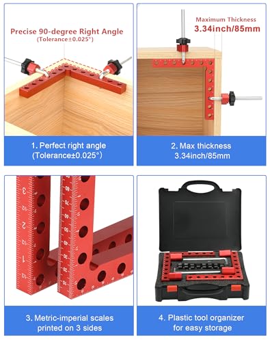 4Pack Corner Clamps for Woodworking for Right Angle Positioning