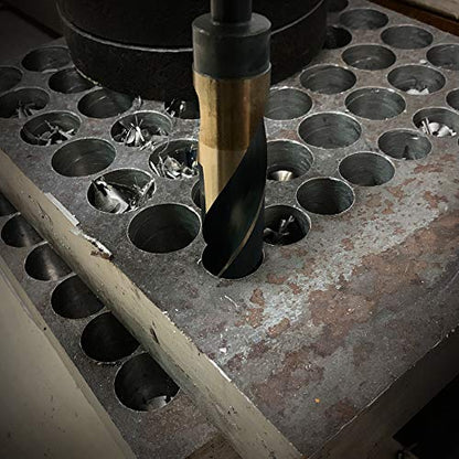 COMOWARE 5/8" Reduced Shank Drill Bit, HSS M2, Black & Gold Drill Bit with 3-Flat 1/2" Shank, 135° Split Point, Metal Drills Bits for Steel/Aluminum/Iron/Plastic/Wood, for Electricians & DIY - color: 5/8