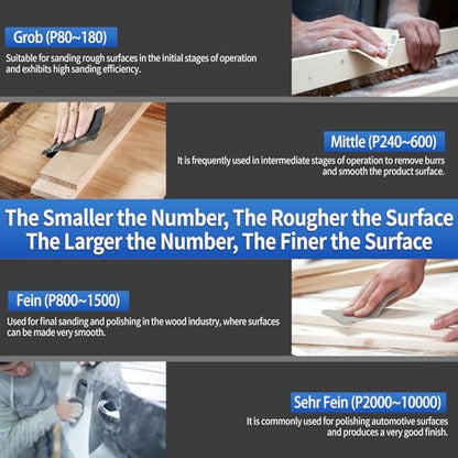 Wet Dry Sandpaper 30Pcs Ultra Fine Waterproof Sand Paper Sheets 9x3.6 Inch Include Grit 1000 1500 2000 3000 5000 10000 Sanding Paper for Wood Metal Automotive Polishing - style: 9 x 3.6 inches