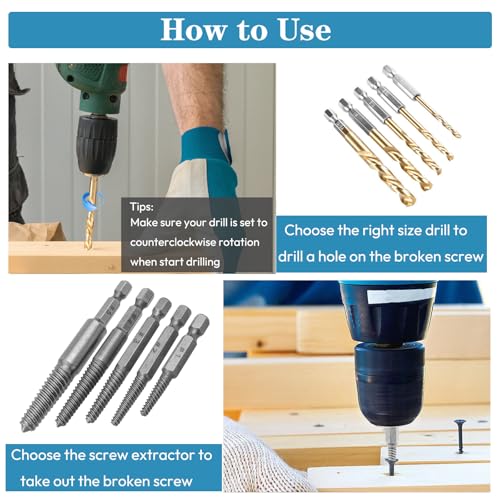 11 Pcs Stripped Screw Extractor Set, Reverse Drill Bit Extractor Set