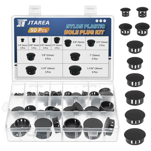 10Sizes Nylon Plastic Hole Plugs Kit 1/4" 5/16" 3/8" 1/2" 5/8" 3/4" 7/8" 1" 1-1/8" 1-3/16" Black Hole Cover for Furniture Cabinet - size: Black 10Sizes 50pcs