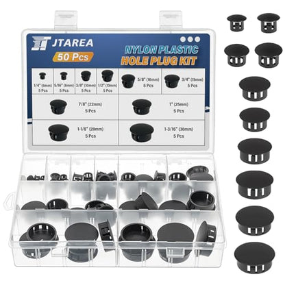 10Sizes Nylon Plastic Hole Plugs Kit 1/4" 5/16" 3/8" 1/2" 5/8" 3/4" 7/8" 1" 1-1/8" 1-3/16" Black Hole Cover for Furniture Cabinet - size: Black 10Sizes 50pcs