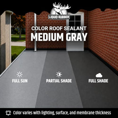 Liquid Rubber Color Roof Sealant - Flat & Metal Roofs, Medium Gray, 1 Gallon - color: Medium Gray, size: 1 Gallon