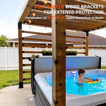 Post Top Rafter Bracket for 6" x 6“(Actual:3.5" x3.5”) Wood Post,DIY Metal Connector Straight Brackets for Outdoor Pavilions,Porchs,Log Cabins with Screws(2Pack) - size: 6x6