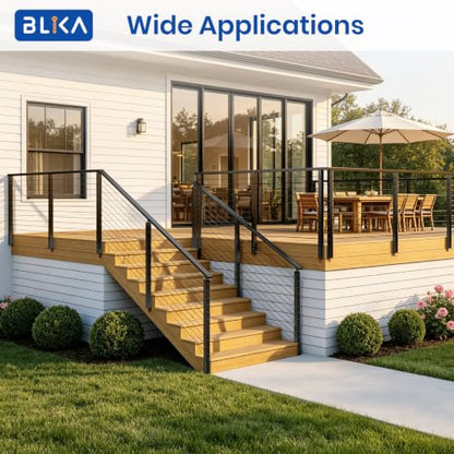 BLIKA 36"Slim Side Mount Cable Railing Post Level Drilled Fascia Mount Post - color: Side Mount Level Post (1PC)