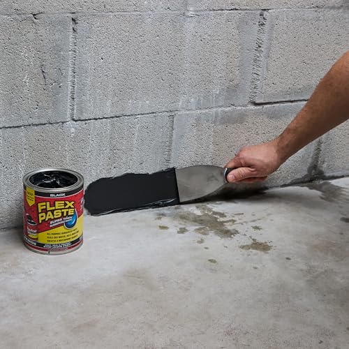 Flex Paste Rubberized Waterproof Sealant Paste, Black, Quart, 1-Pack - color: Black, size: Quart