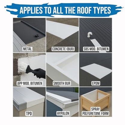 Best EPDM Liquid Butyl Rubber Roof Coating | Waterproof Roof Sealant | One Coat Application – No Primer Needed | Works on EPDM TPO Metal Fiberglass Concrete | 1 Gallon - White | Covers 50 Sq. Ft.