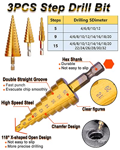 Rocaris 32 Pack Woodworking Chamfer Drilling Tools with Case