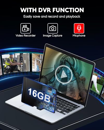 Anysun Sewer Camera with 512Hz Sonde, Self Leveling, Microphone, Distance Counter, 165Ft Pipe Inspection Camera with DVR & Battery Indicator, 9'' 1080P IPS Monitor, IP68 Waterproof, 16GB Card - size: 165Ft/50M, 512Hz Sonde