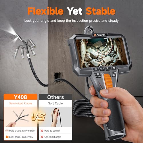 FOXWELL Dual Lens Two-Way Articulating Borescope, 1080P Endoscope Camera - size: 5.3FT