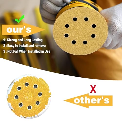 100PCS 5 Inch Sanding Discs 220 Grit Random Orbit Sander Sandpaper - style: Advanced Aluminum Oxide