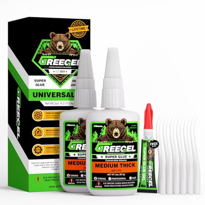 Liquid Medium Thick Super Glue 4 oz + 3g Gel Glue for Ceramic - color: Medium Thick Viscosity, size: 4 oz