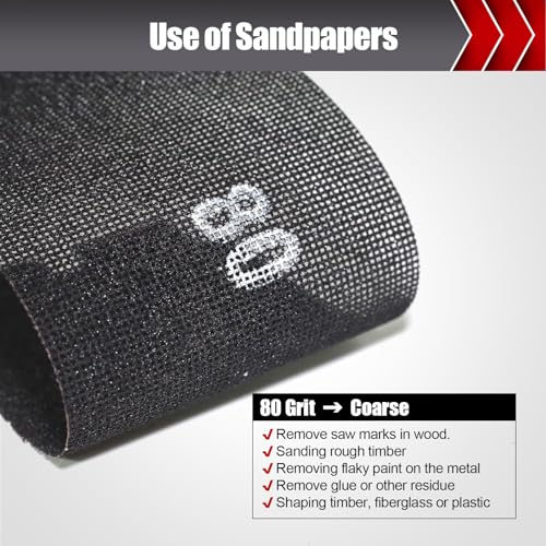 BOSHCRAFT 80 Grit Sanding Screen Mesh Sheet, 15 Pcs Drywall Sandpaper Assortment Wet or Dry Sandpaper for Wood Metal Automative Hand Sander Pole Sander 4-3/16" x 11" - style: 80 Grit-15pcs