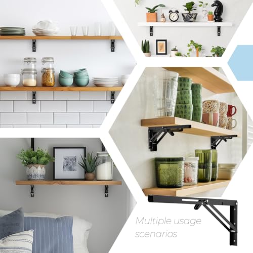 Matte Black Folding Shelf Brackets, 20 Inch, 2 Pack - size: 20 Inch