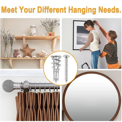 KURUI Metal Self Drilling Drywall Anchors, Shatter-Resistant Wall Anchors