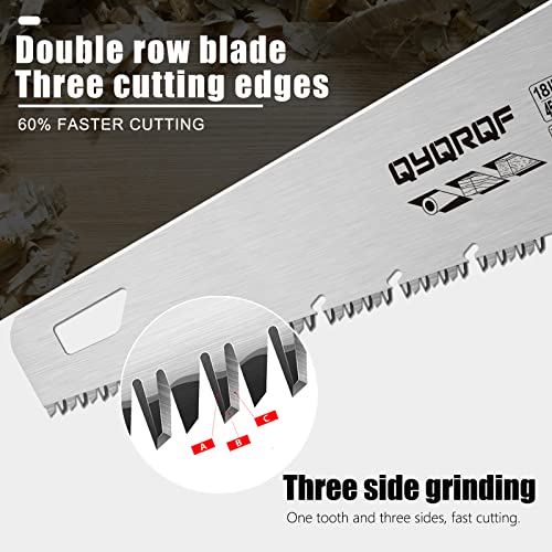 18 Inch Hand Saw, Upgraded Heavy Duty Wood Saw with Chip Removal Design Rust-proof Handsaw for Sawing Pruning Gardening Wood Plastic and Drywall - color: Green-18 Inch Upgraded