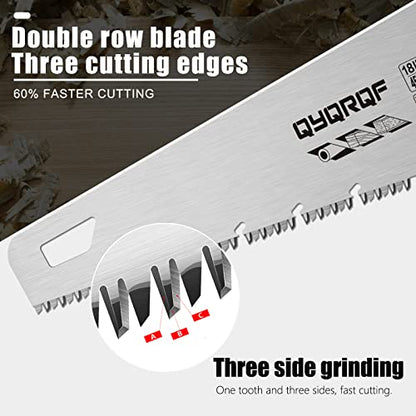 18 Inch Hand Saw, Upgraded Heavy Duty Wood Saw with Chip Removal Design Rust-proof Handsaw for Sawing Pruning Gardening Wood Plastic and Drywall - color: Green-18 Inch Upgraded
