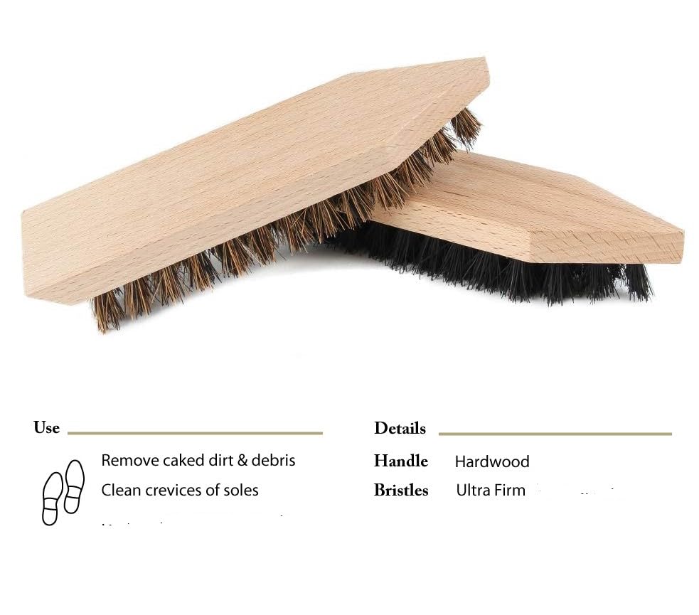 Hardwood Shoe & Boot Sole Brush with Stiff Coco Bristles (2 Pack) - color: Set: 1 Black | 1 Grey-brown