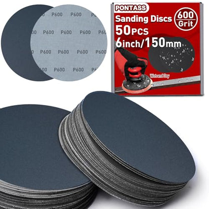 Sanding Discs,50Pcs 6 Inch 600 Grit Hook and Loop Sandpaper - style: 600 Grit