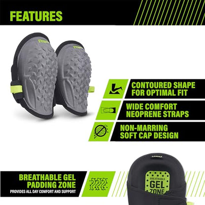 AWP Gel Pro Flooring Knee Pads with Dual-Layer Gel and Foam Padding - style: Gel/Round