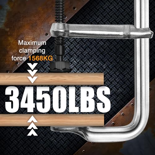 Heavy-Duty 12-Inch F-Clamps, 2-Pack, 3450 Lbs Forged Alloy Steel - size: 12 x 5-1/2 Inch (300×140mm)/3,450 Lbs