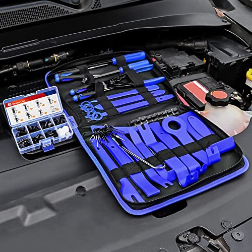 Nilight Trim Removal Tool 88Pcs, Auto Push Pin Bumper Retainer Clip Set - color: 88 Clips+ Remover Tools Blue
