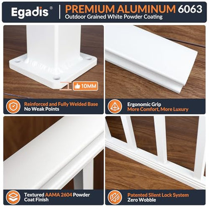 Egadis 1 Pack 36 in x 4 ft Modular Aluminum Deck Railing Kit, White - color: Level 4ft- 1post 1panel