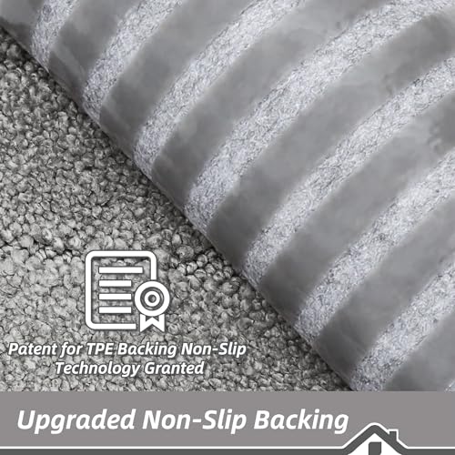 BEQHAUSE Non Slip Stair Treads for Wooden Steps 28" x 9", 4pcs, Grey - color: Grey - Geometric, size: 28 in X 9 in (4 Pieces)