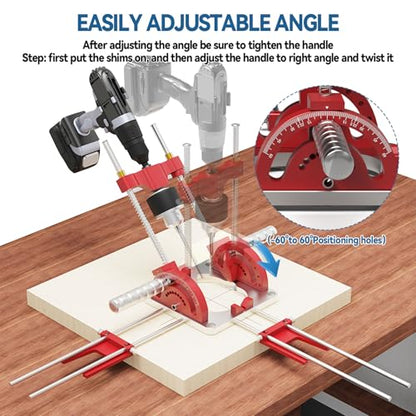 Portable Drill Press, Angle Drill Guide Self-Centering for 1/16" - 1/2" Power Drills 0° To 60° Angle Drill Guide with Drill Chuck & Key, Self-Centering Base Woodworking Furniture