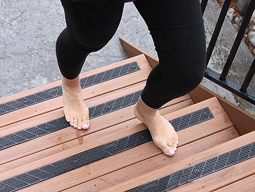 GripStrips Anti-Slip Treads - 8 Pack, Black - Barefoot & Pet Friendly Outdoor Non-Slip Tread Strips - Waterproof Safety Traction Strips for Stairs, Ramps, Wood, Concrete, Composite - color: Black, size: 8 Pack