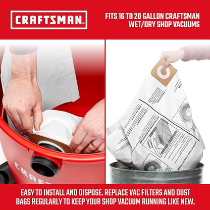 CRAFTSMAN CMXZVBE38749 Genuine 16-20 Gal. Wet Dry Vac Dust Collection Bags - style: 16-20 Gallon General Purpose