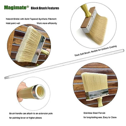 Magimate 6 Inch Extra Wide Block Paint Brush for Walls, Masonry & Dusting - size: 6 inch